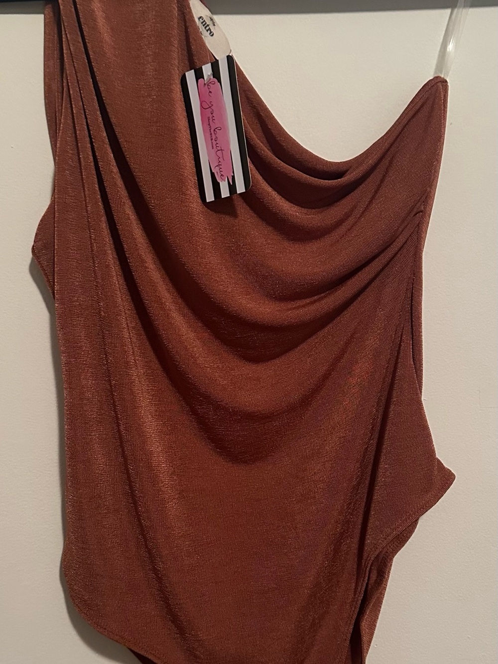 Jamie Couture Rust Brown Draped Bodysuit